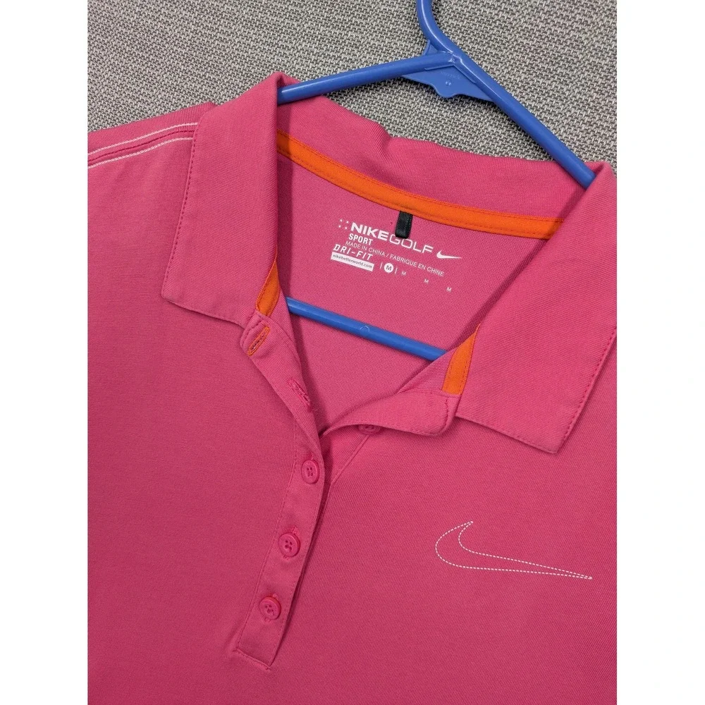 Nike Golf Dri-FIT Polo Shirt Womens Medium Pink Short Sleeve Golf Top Sport